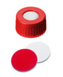 Toon details voor PP Short Thread Cap red, 6.0 mm centre hole, Septum Silicone/PTFE Afbeelding van PP Short Thread Cap red, 6.0 mm centre hole, Septum Silicone/PTFE
